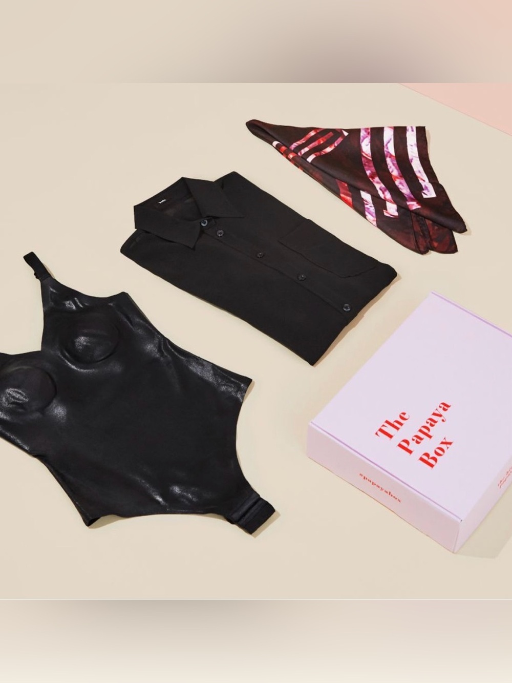 Knix x The Birds Papaya, Vegan Leather LuxeLift Thong Bodysuit
